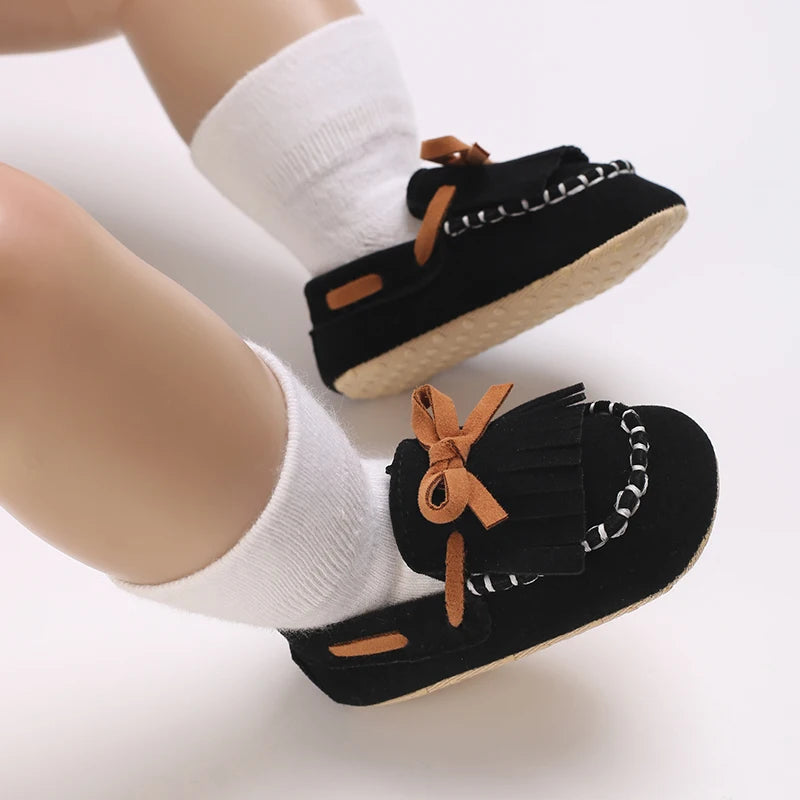 Zapatos tipo mocasines casuales Cuero y algodón antideslizante Suela suave Bebé Niño pequeño Primeros pasos