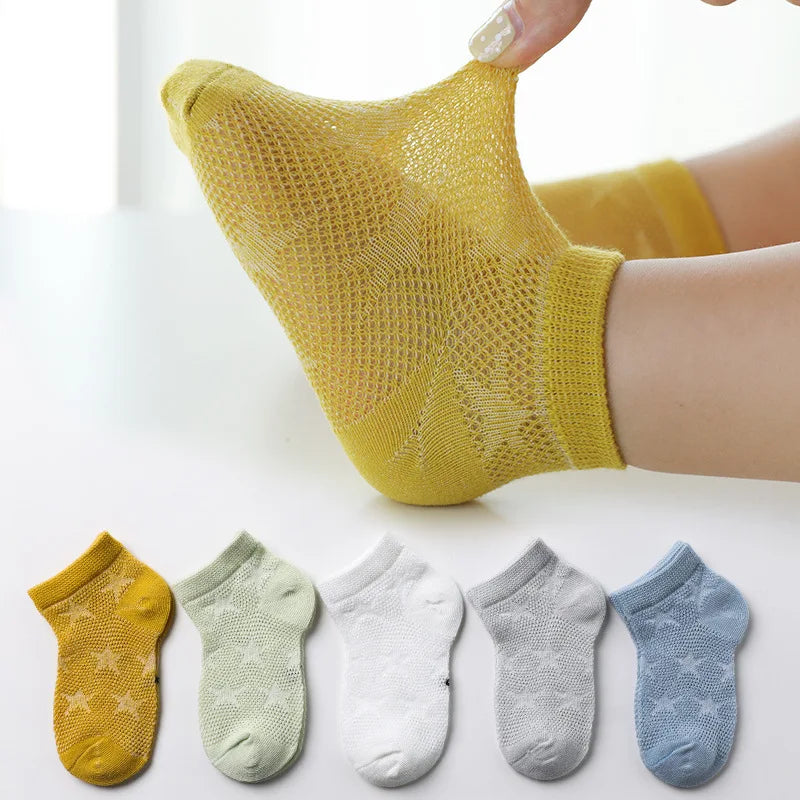 Calcetines de malla ultrafinos de algodón transpirables finos y suaves para bebés y niñas, calcetines para niños de 0 a 6 años