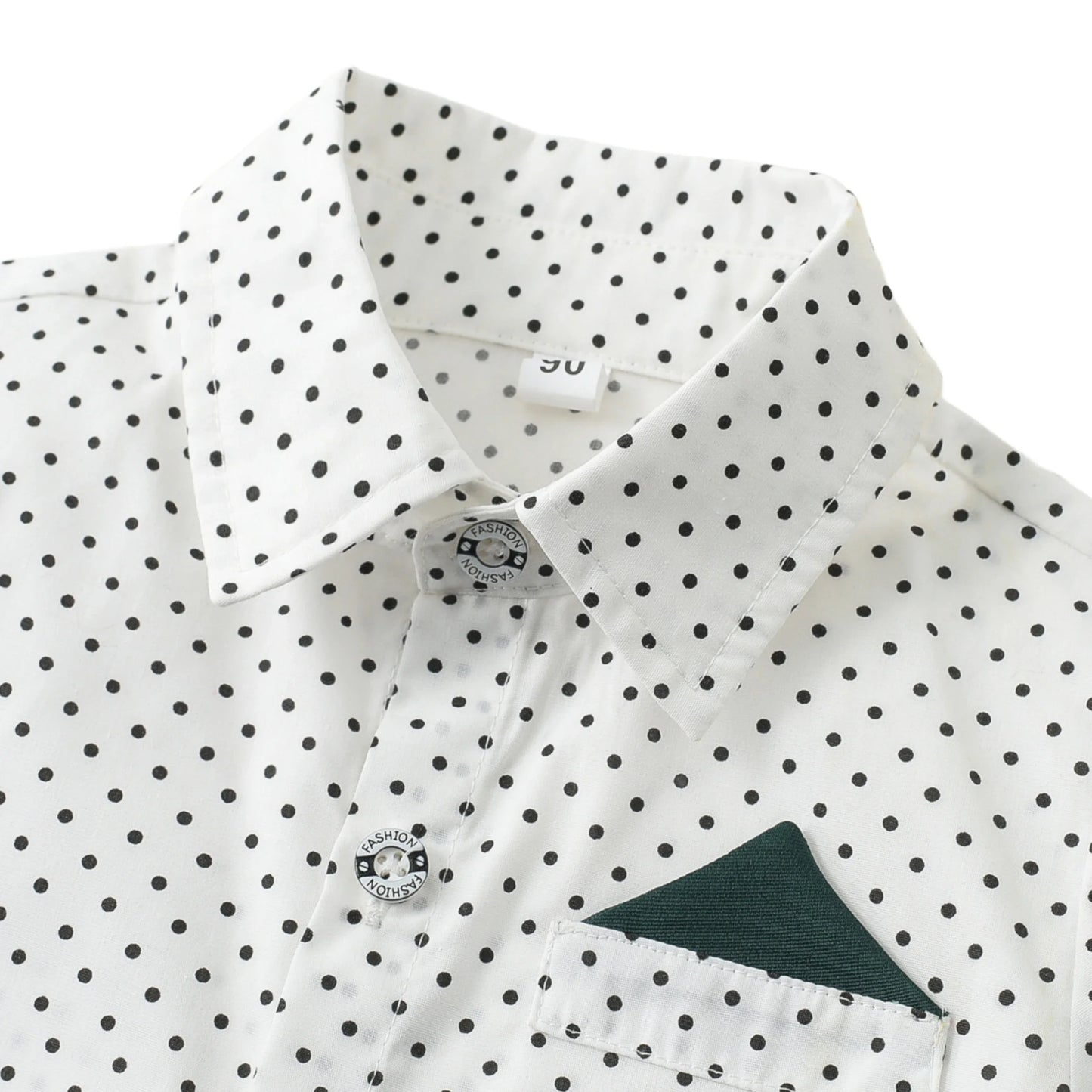 Traje de caballero de primavera y otoño para niño, Camisa estampada de lunares, outfit de fiesta o cumpleaños para niño