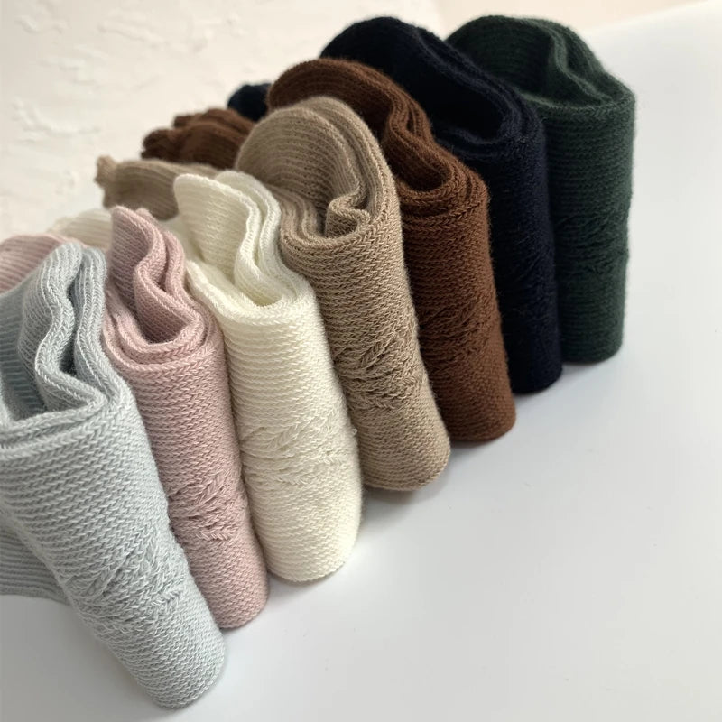 1 par de calcetines 100% de algodón hasta la rodilla para niños y niñas, calcetines largos calados transpirables de malla de algodón para primavera y otoño