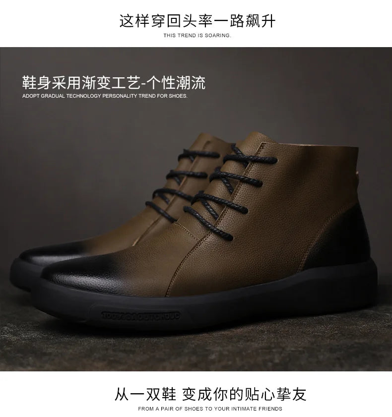 Genuine Leather Men Boots Retro Motorcycle Boots for Men Chelsea Boots Warm Men Ankle Boots Working Casual Boot Zapatos Hombre