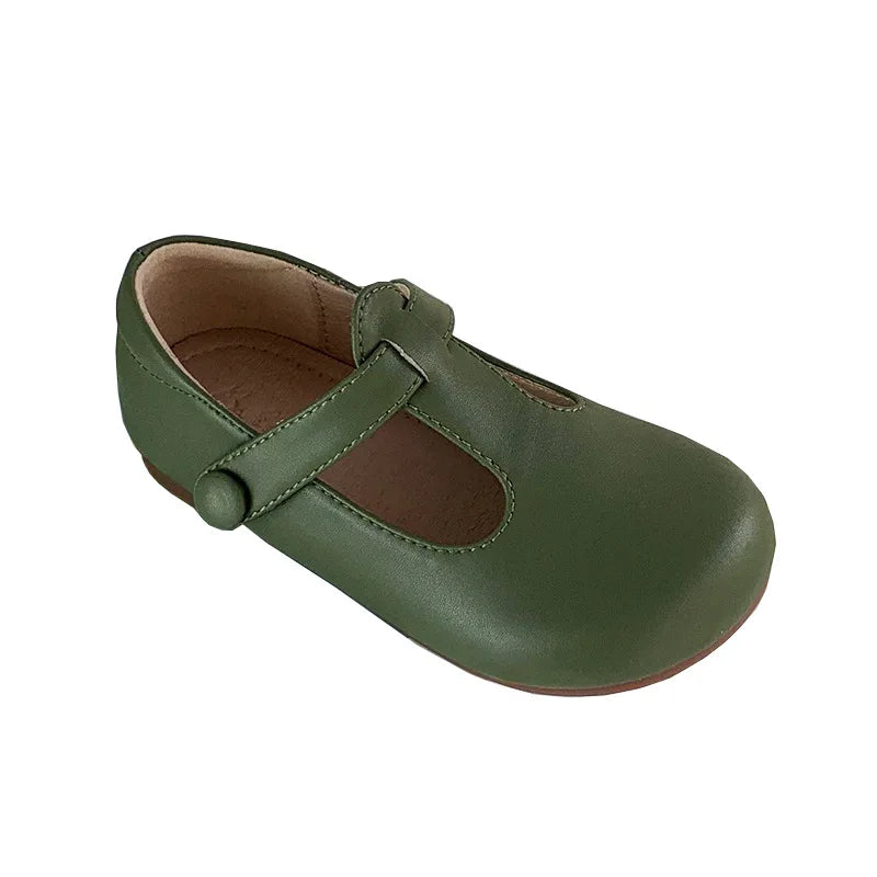 Zapatos de cuero para niños, suela suave, antideslizantes, zapatos de princesa para niñas,  color sólido, zapatos Mary Jane con velcro, moda española para niños