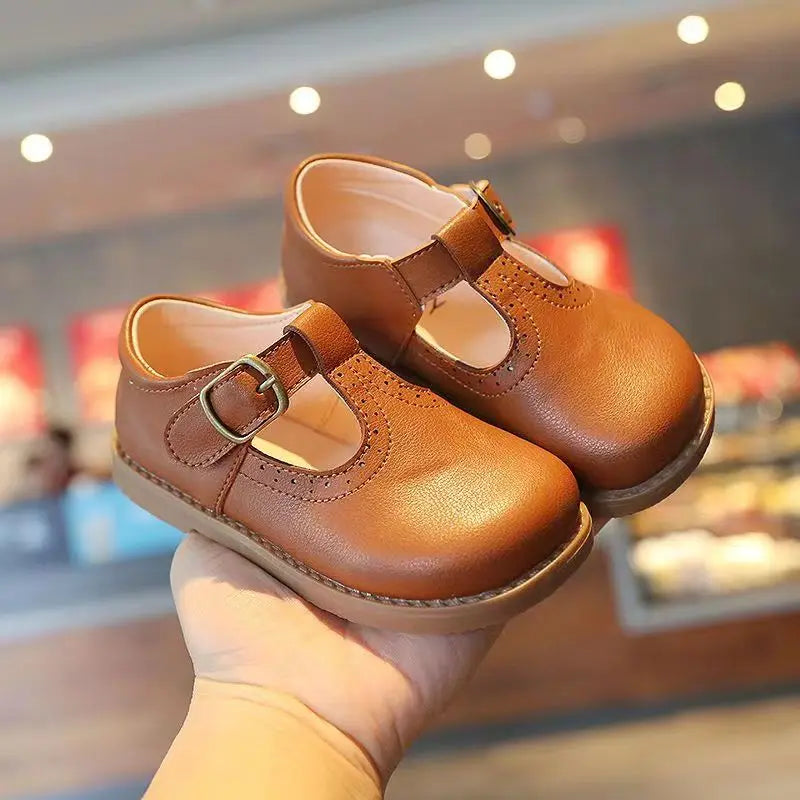 Spring and Autumn Korean Fashion Children's Vintage Shoes New PU Summer School Shoes Super Soft and Comfortable 1-6 Years Old