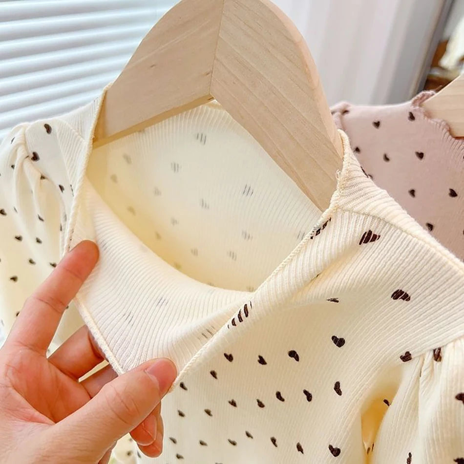 Ropa para niña, polera de manga larga y mangas abullonadas para niña