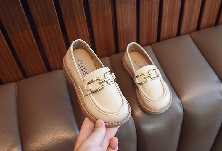 Children Girls Leather Shoes New Spring and Autumn Simple Slip-on Round-toe School Shoes Loafers Flats Moccasins Classic Formal