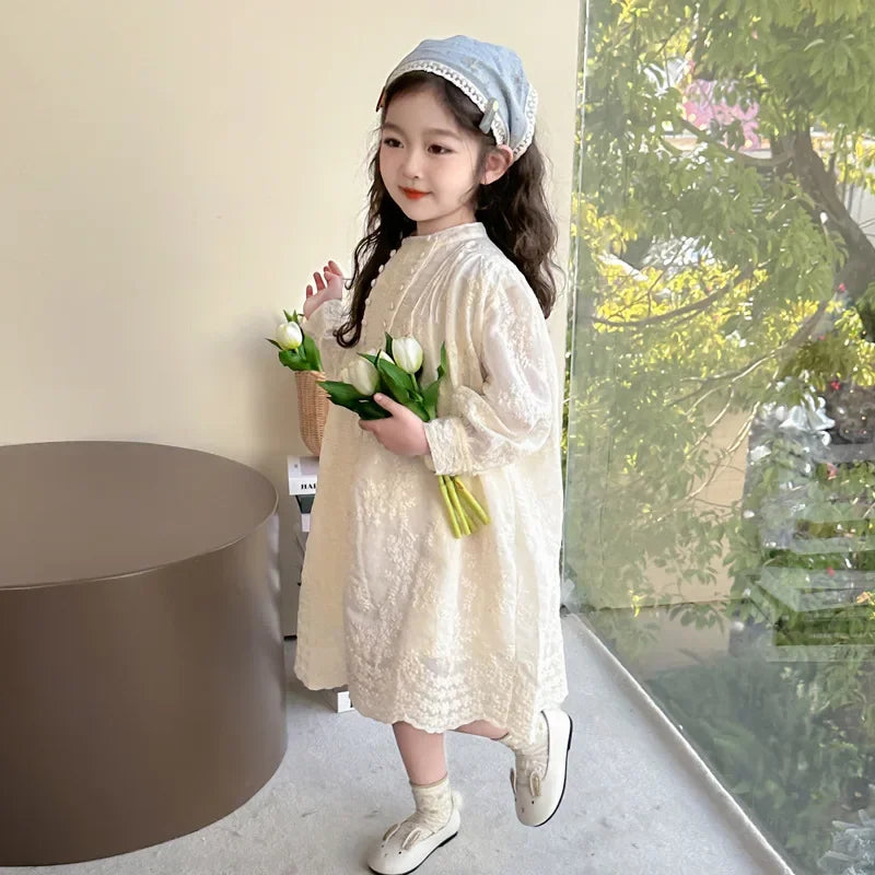 Vestido bordado para niña, de primavera y otoño,  vestido de princesa de fiesta para niña