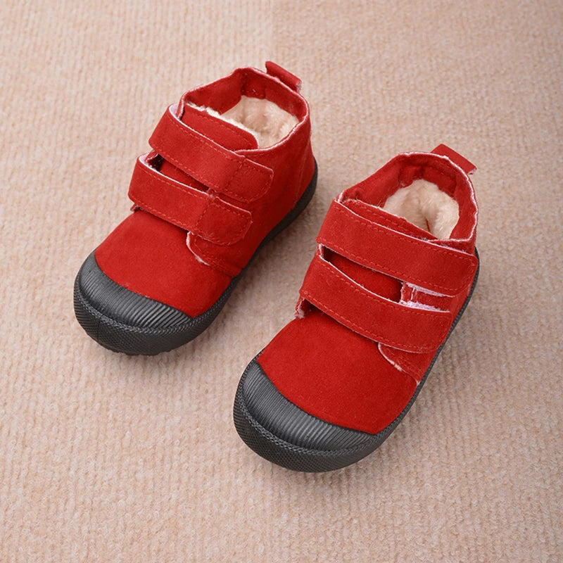 Zapatos para niños para exteriores, cálidos, cortos, botines de gamuza afelpada para invierno