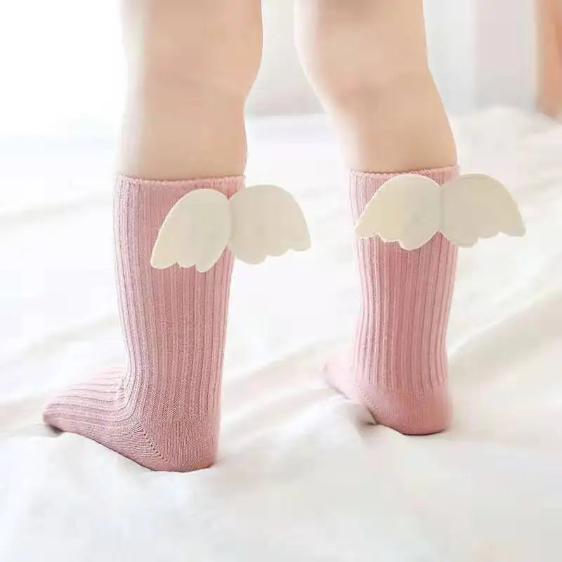 Calcetines para niñas y niños 100% algodón, con alas de ángel para completar outfit o fotografía