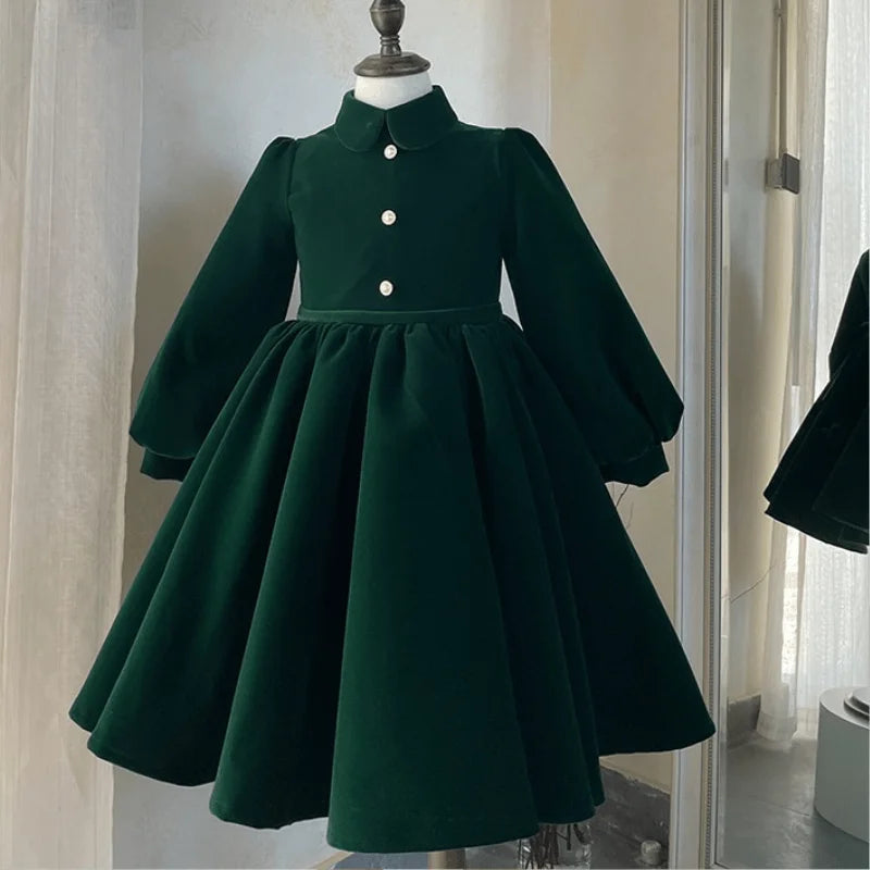 Precioso vestido de princesa de manga larga para niña, outfit Vintage para fiesta de cumpleaños y Navidad para bebé niña y adolescente