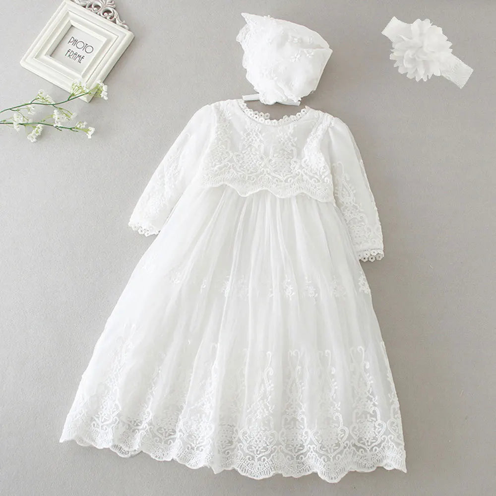 Vestidos de encaje vintage, Vestido de Bautizo para bebé niña, de 0 a 24 meses