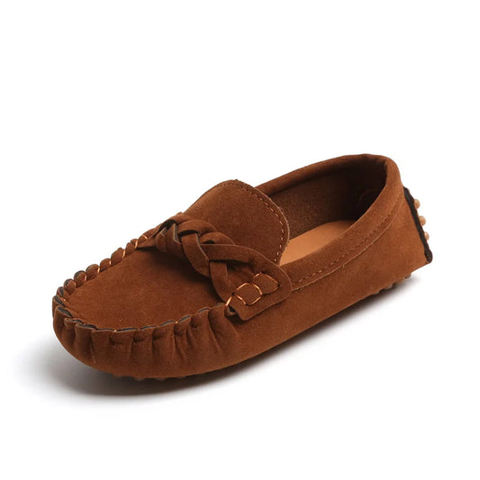 Boys Flat Leather Shoes Fashion Kids Flats Loafers Slip-on Moccasins Classic Children Party Shoes Soft Breathable Classic Braid