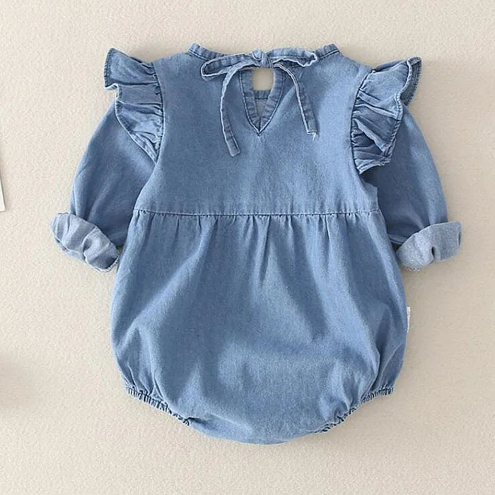 Hermosos mamelucos de mezclilla para bebés, niños y niñas, ropa para hermanos y hermanas, primavera y otoño, mono para niños pequeños