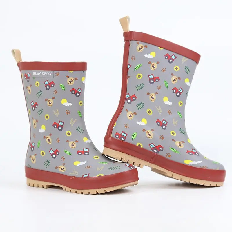 Botas de lluvia impermeables y antideslizantes de goma, planas para niños y niñas perfectas para jugar!!