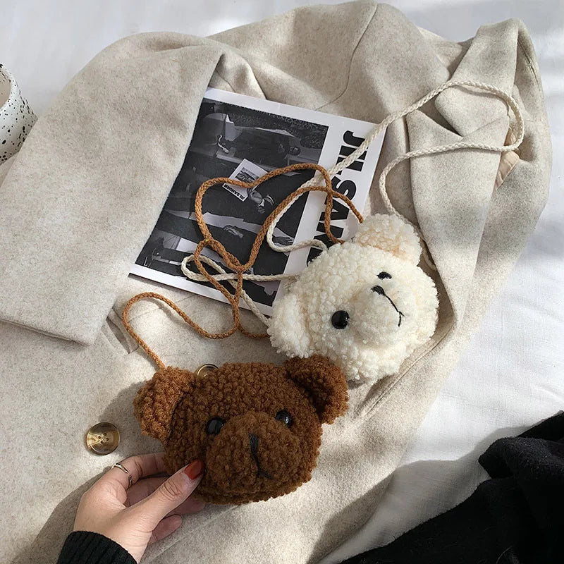 Suave y amoroso bolso de oso de peluche para niños y adolescentes, monederos de peluche kawaii