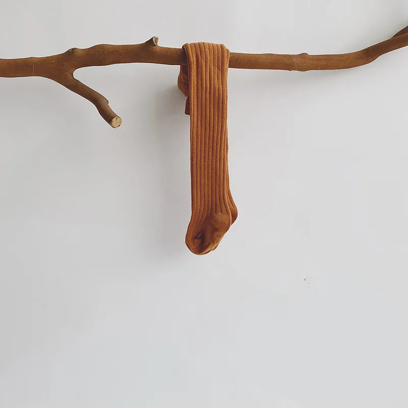 Medias tejidas de algodón para niños, panties acanaladas para niñas