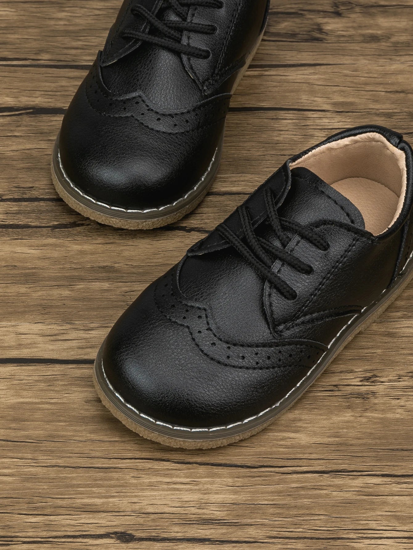 Zapatos tipo cuero para niños, casuales con cordones, zapatos versátiles antideslizantes impermeables para niños pequeños