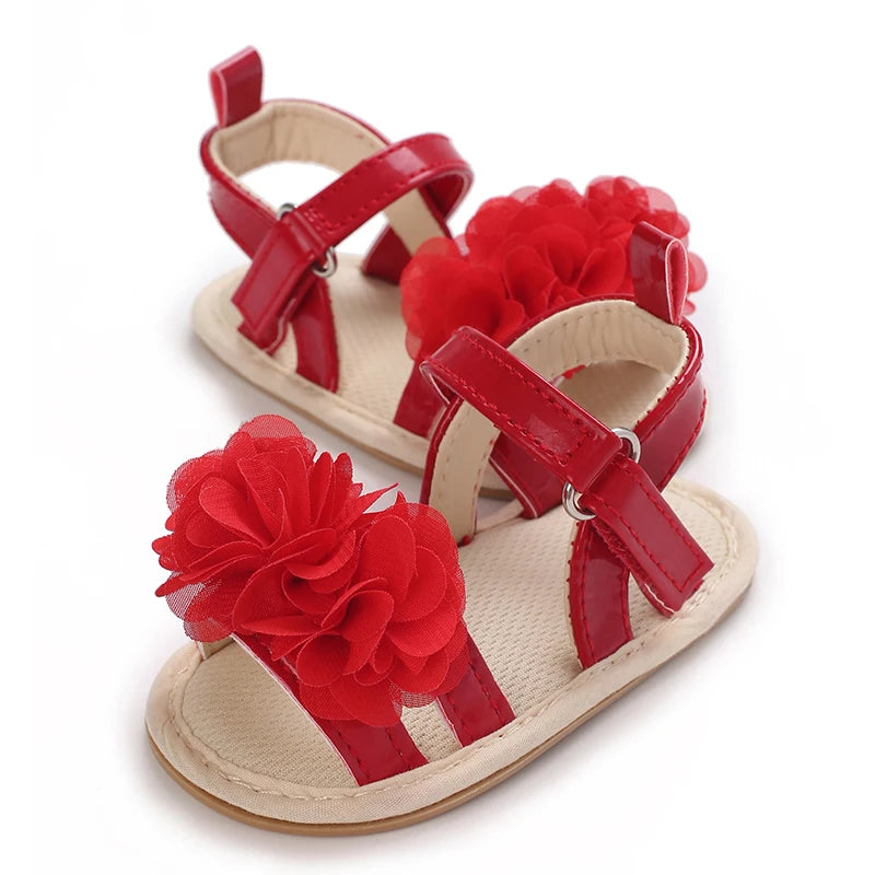 ROJOS!!!! Sandalias de verano para bebé niña, zapatos de bebé de rojo para fiestas, suelas de goma suave, zapatos cómodos e informales de los Primeros pasos para bebé
