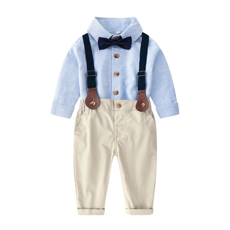 Conjunto semi formal para bebés, niños y chicos adolescentes, camisa de manga larga vintage con tirantes, traje de vestir de caballero cool niños, para primavera y otoño