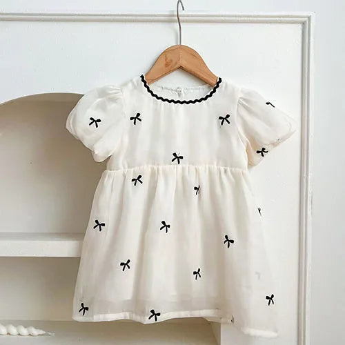 Vestidos de princesa de verano para niñas, de manga corta, de algodón, de color liso, amplio cuellos Peter Pan, para fiesta