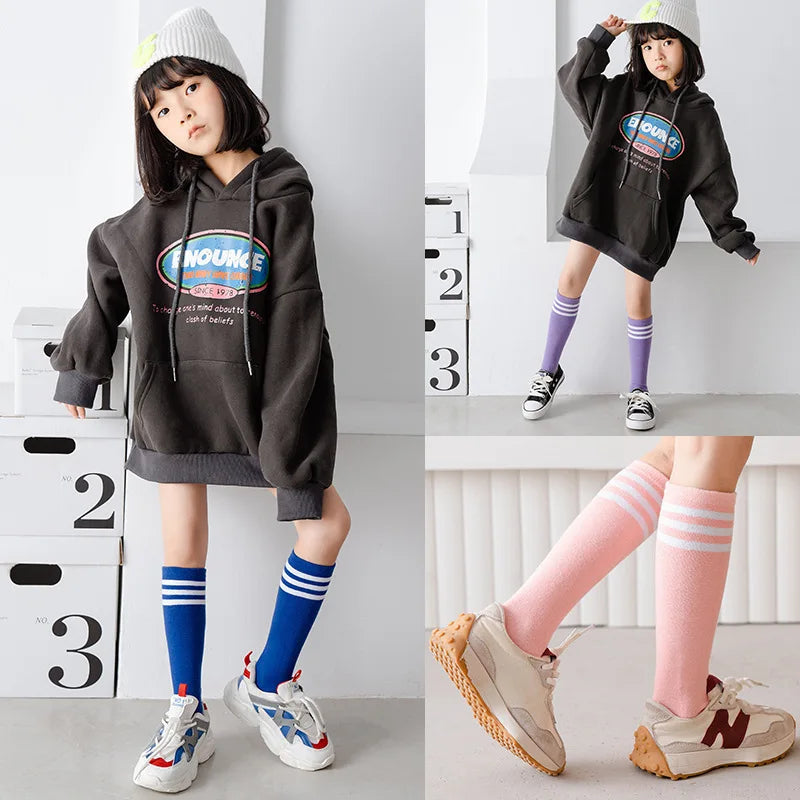 Calcetines para niños, calcetines a rayas para estudiantes, calcetines hasta la pantorrilla para niñas, calcetines de estilo universitario, accesorios de ropa para niños