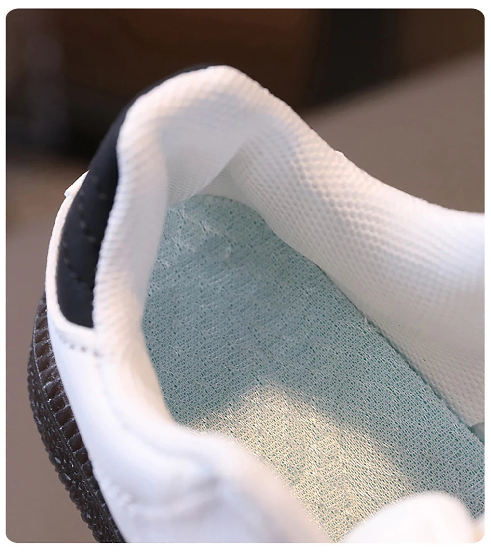 Zapatillas ergonómicas de cuero PU para niños, zapatillas de tenis para niños y niñas, suave suela blanda