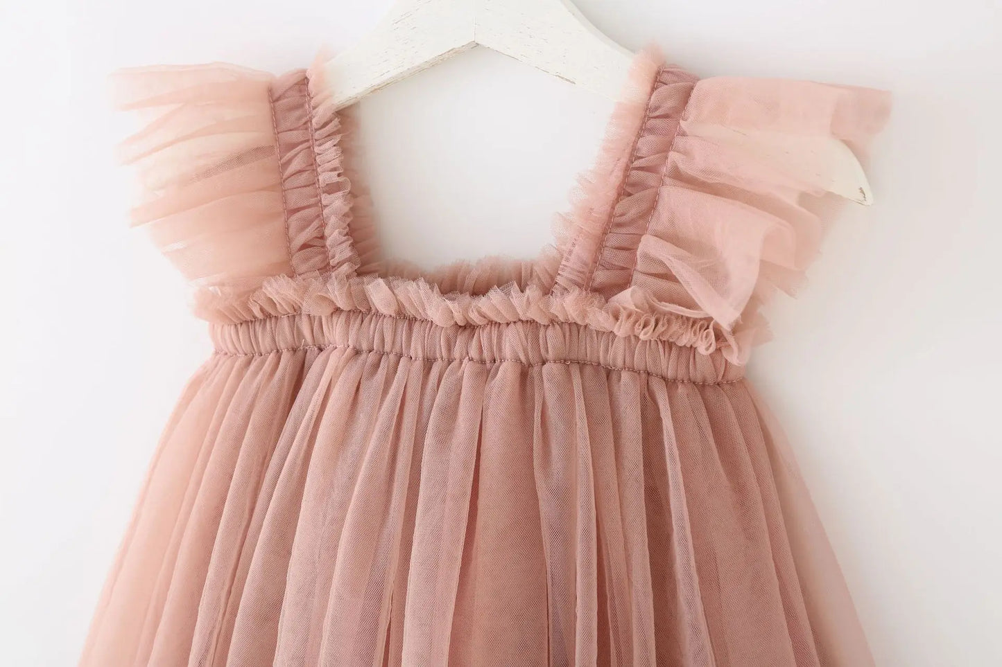 Summer New Baby Girl Clothes Solid Color High Quality Flying Sleeves Mesh Slings Baby Dresses Cute Princess Ball Gown Skirt