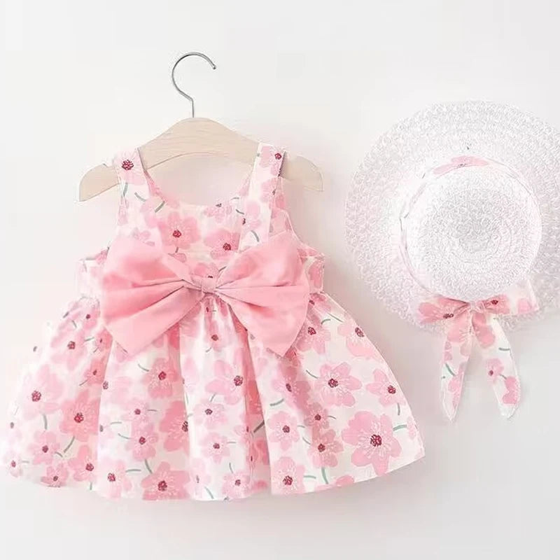 Vestido de flores para niña, dulce vestido de verano con lazo, para la playa