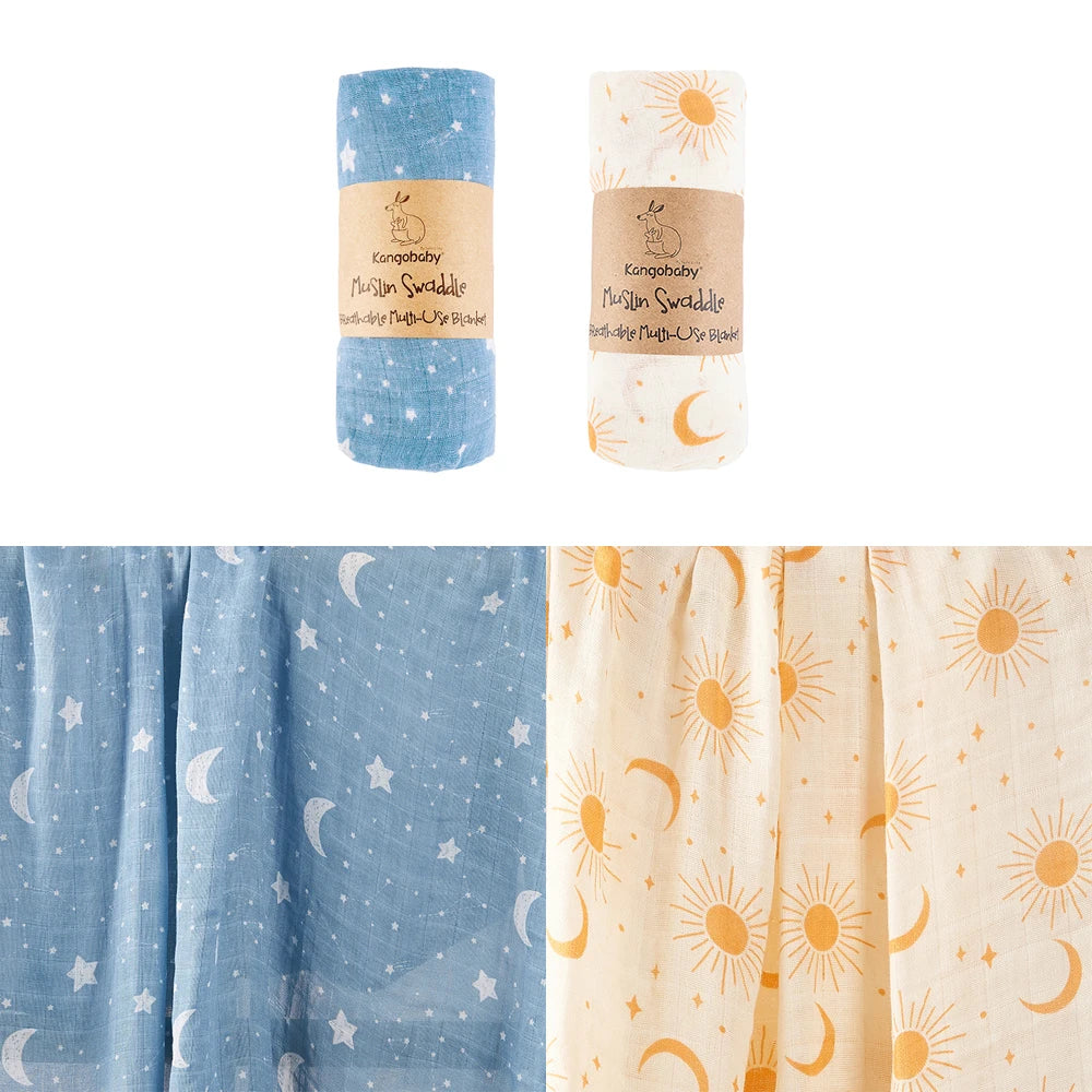 Conjunto de 2 uds. de mantas de muselina para bebé 100% algodón, Toalla de baño para recién nacido, envoltura swaddle