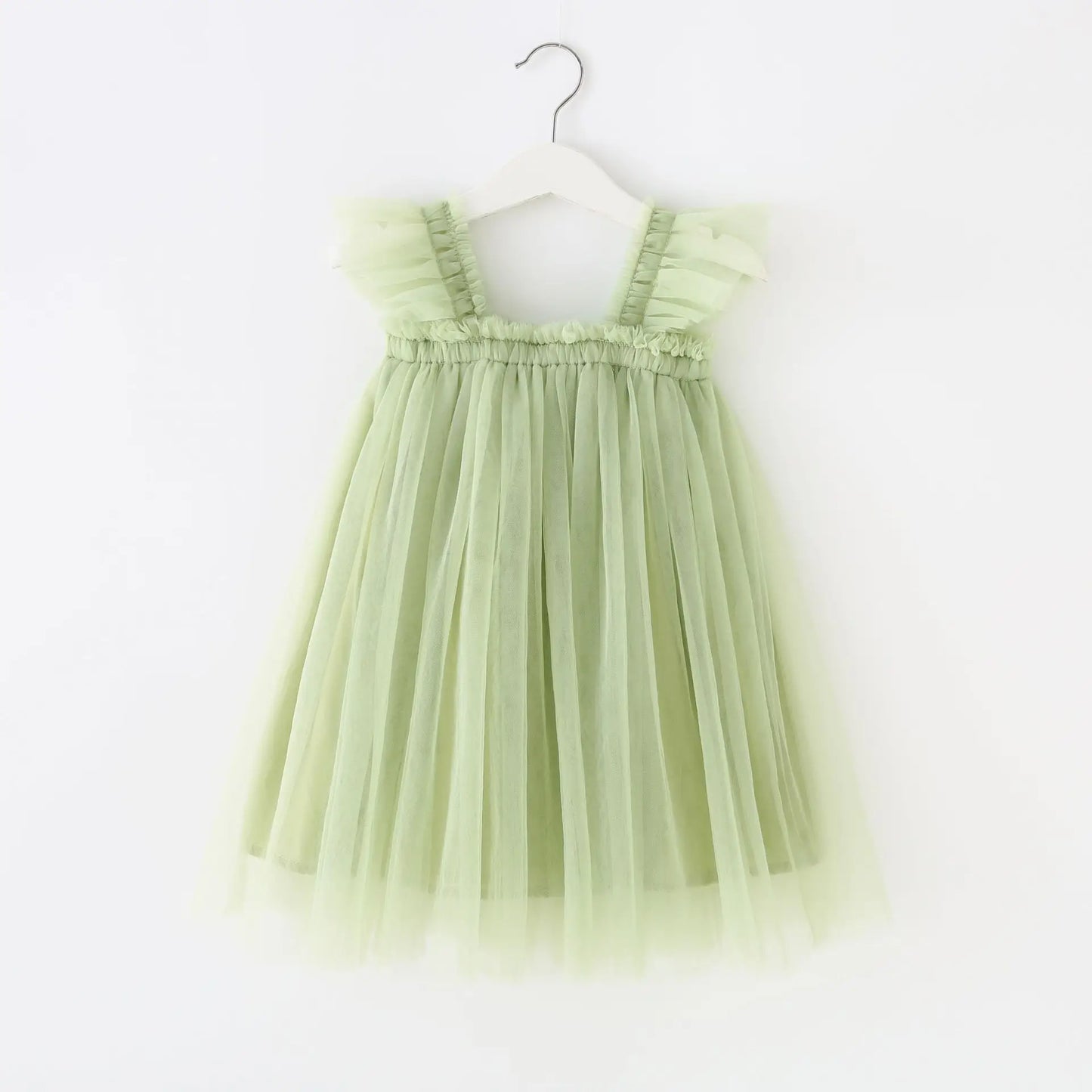 Summer New Baby Girl Clothes Solid Color High Quality Flying Sleeves Mesh Slings Baby Dresses Cute Princess Ball Gown Skirt