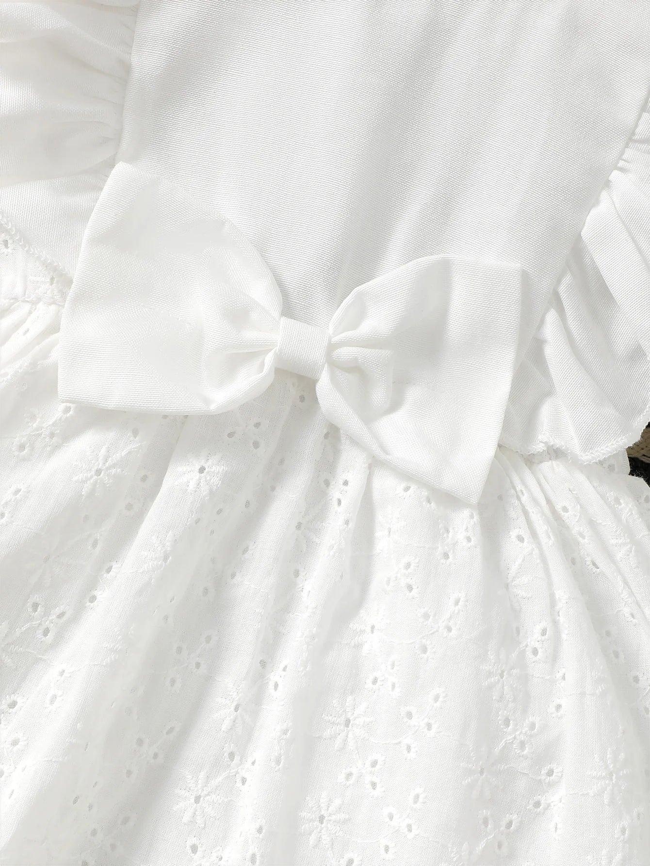 Vestido blanco de broderie con volantes y lazo de para bebé y niña, , vestido de princesa de primavera y otoño, vestido de Bautizo para bebé y niña.