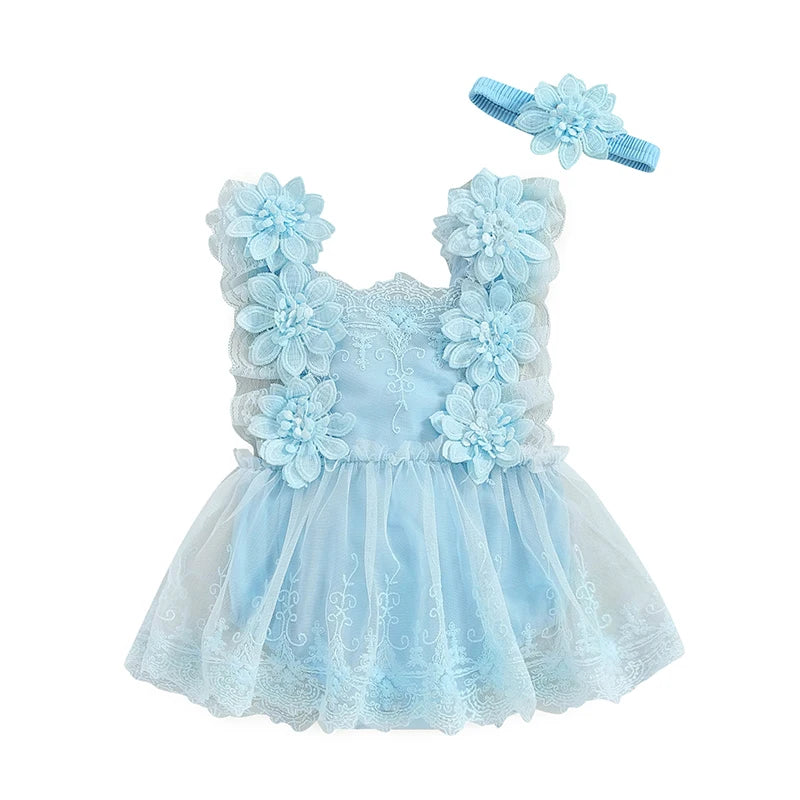 Ropa de verano para bebé niña, Vestido con bombacho de encaje, vestido de bautizo para bebé niña, trajes de princesa sin mangas para recién nacida