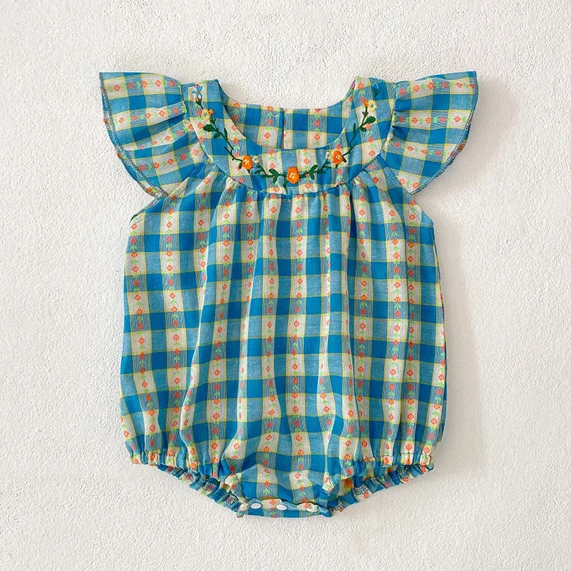 Vestido de estilo coreano para niña, bombacho a cuadros de verano para niña, Ideal para hermanas