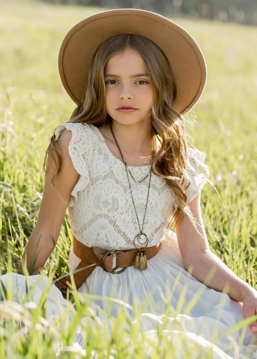 Vestidos largos de encaje bohemio para niñas y adolescentes, vestidos de fiesta de princesa con flores