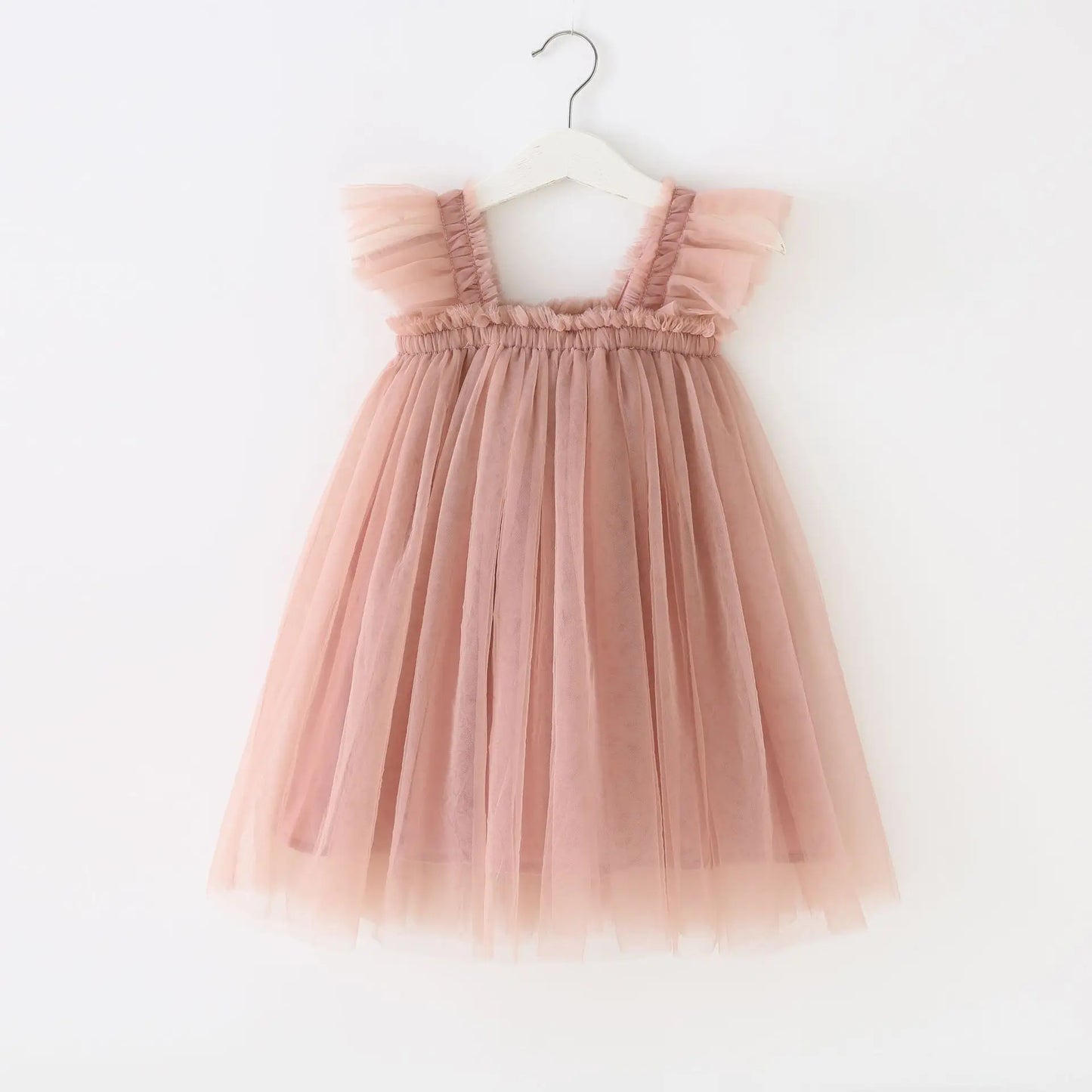 Summer New Baby Girl Clothes Solid Color High Quality Flying Sleeves Mesh Slings Baby Dresses Cute Princess Ball Gown Skirt