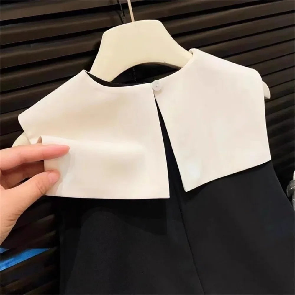 Vestidos sin mangas con cuello vuelto y lazo para niñas, ropa de verano sencilla para impactante