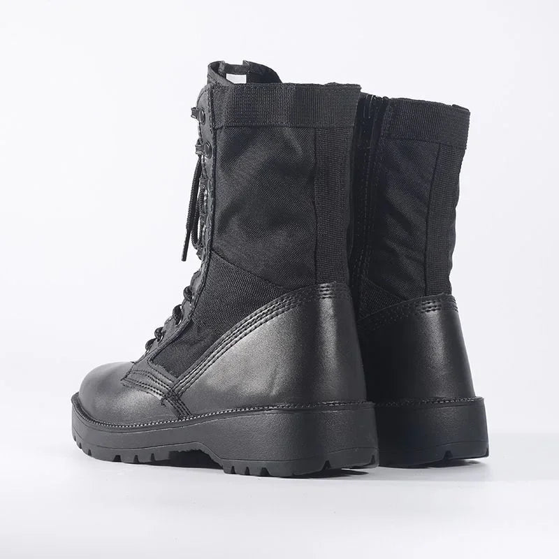 Botas tácticas de desierto de cuero para hombre, botas de combate para exteriores, ligeras, antideslizantes, para senderismo, botas altas, zapatos de trabajo