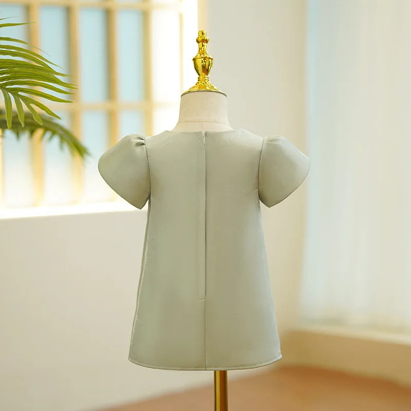 Vestido de seda de princesa para niña, ropa de bebé de 1 a 14 años, con encaje de flores y perlas, Vestido de fiesta para niña y chica adolescente, desfile, cumpleaños