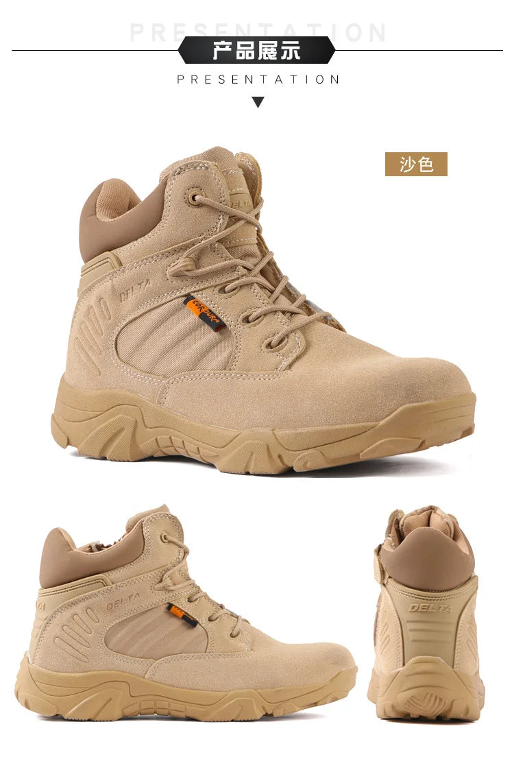 Botas tácticas para el desierto, botas militares para aficionados, botas de combate para entrenamiento de campo, zapatos de trabajo del ejército, zapatos para hombres y mujeres para montañismo al aire libre, zapatos para senderismo