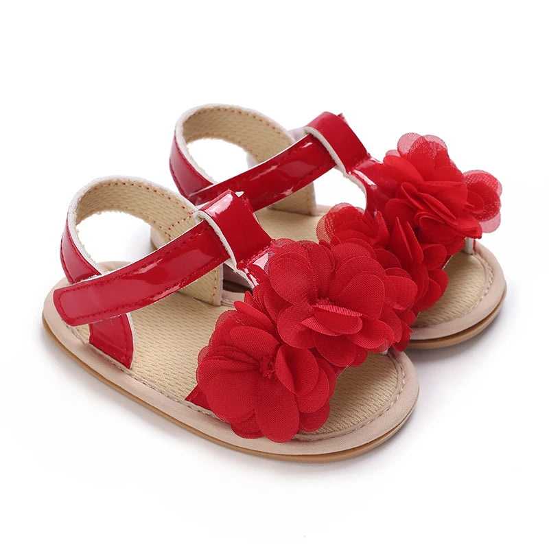 ROJOS!!!! Sandalias de verano para bebé niña, zapatos de bebé de rojo para fiestas, suelas de goma suave, zapatos cómodos e informales de los Primeros pasos para bebé