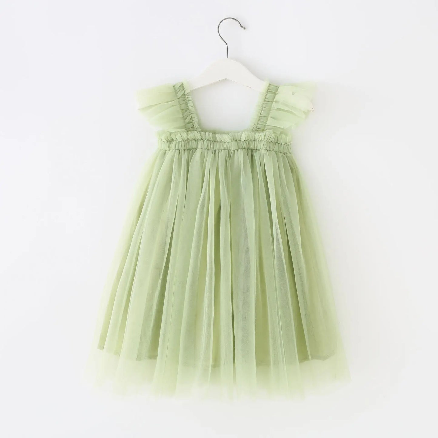 Summer New Baby Girl Clothes Solid Color High Quality Flying Sleeves Mesh Slings Baby Dresses Cute Princess Ball Gown Skirt