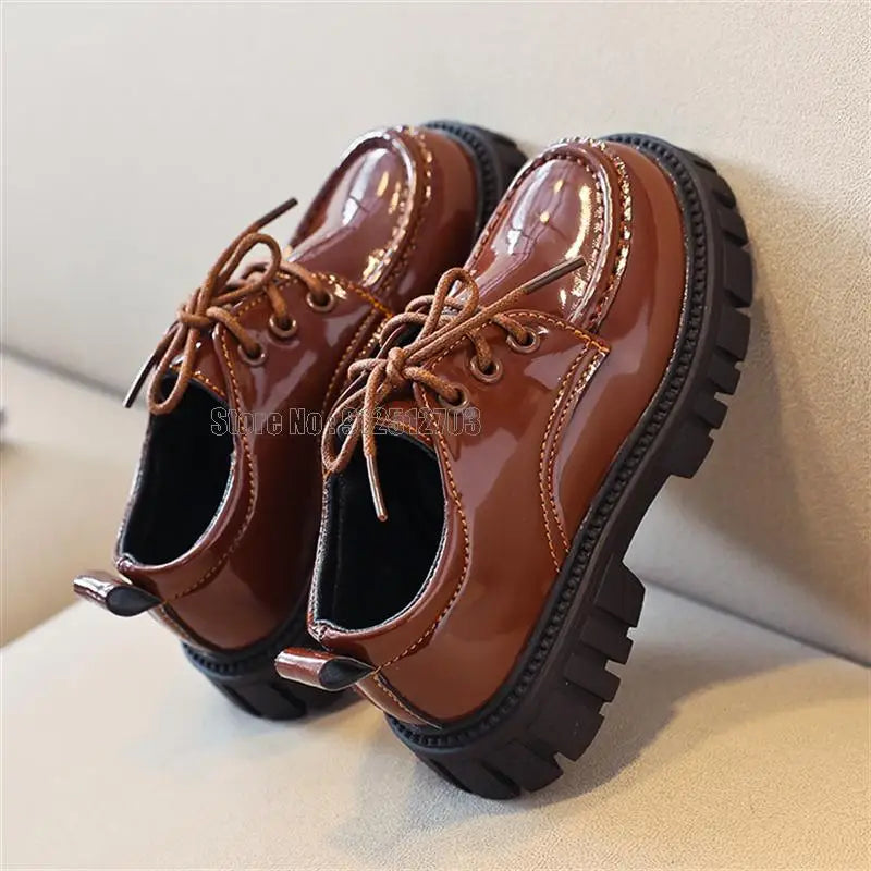 Girls Boys Leather Solid Black Kid Spring Autumn Baby Casual School Style Children Shoes