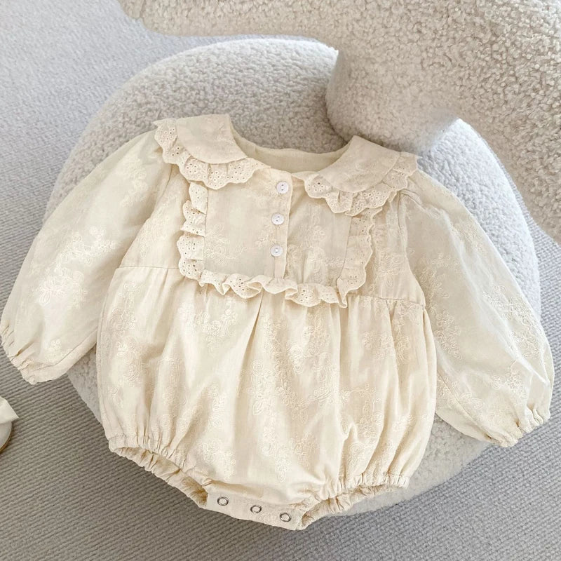 Outfit para hermanas, Bombacho de otoño para bebé con cuello de broderie, Bombacho y vestido de bautizo para bebé niña, vestido para niña