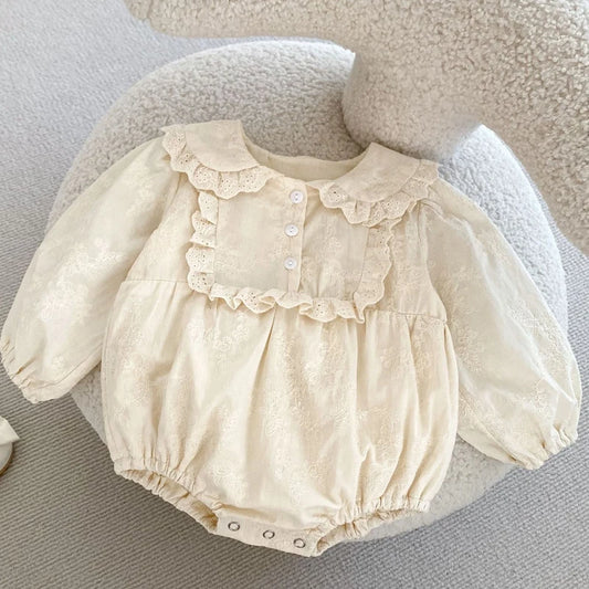 Outfit para hermanas, Bombacho de otoño para bebé con cuello de broderie, Bombacho y vestido de bautizo para bebé niña, vestido para niña