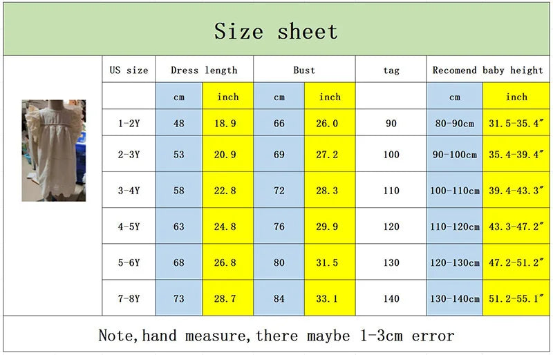 Elegante vestido de encaje de princesa para niñas, vestido de verano de algodón transpirable para niñaºs, vestido informal estilo bohemio para niñas pequeñas, disfraces para niños de 1 a 7 años