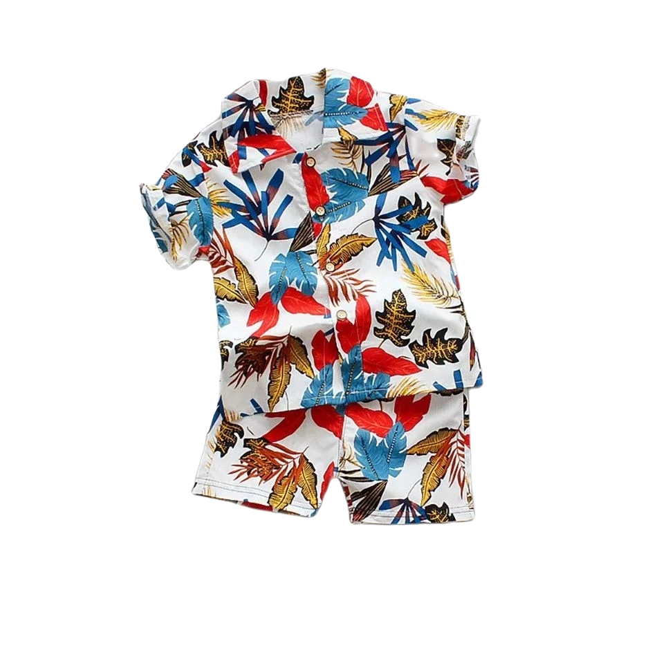 Camisa y short con estampado floral para niños de 1 a 6 años, especiales para vacaciones y playa. Recomendamos sean usados por separado