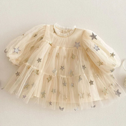 Vestidos de fiesta para niñas, manga larga abullonada, ropa de princesa para bebé niña, vestidos de Navidad para bebé niña