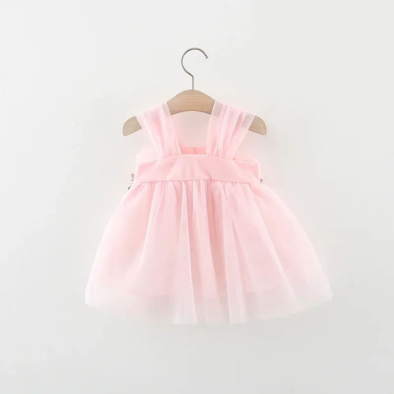 Hermoso y delicado vestido de tul bordado para bebé y niña, vestido de verano de fiesta para niña