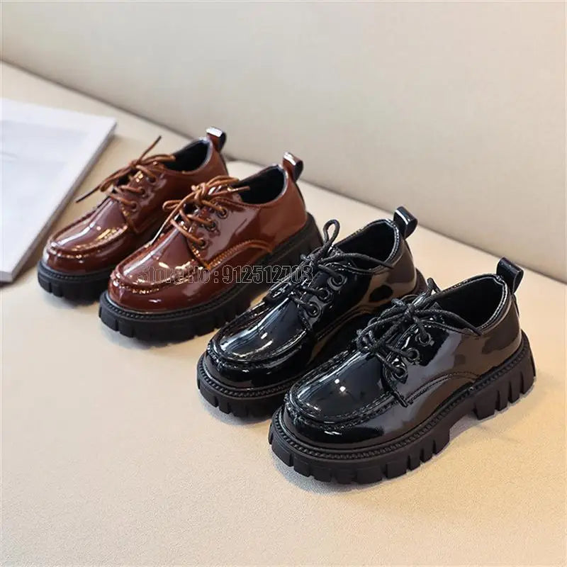 Girls Boys Leather Solid Black Kid Spring Autumn Baby Casual School Style Children Shoes