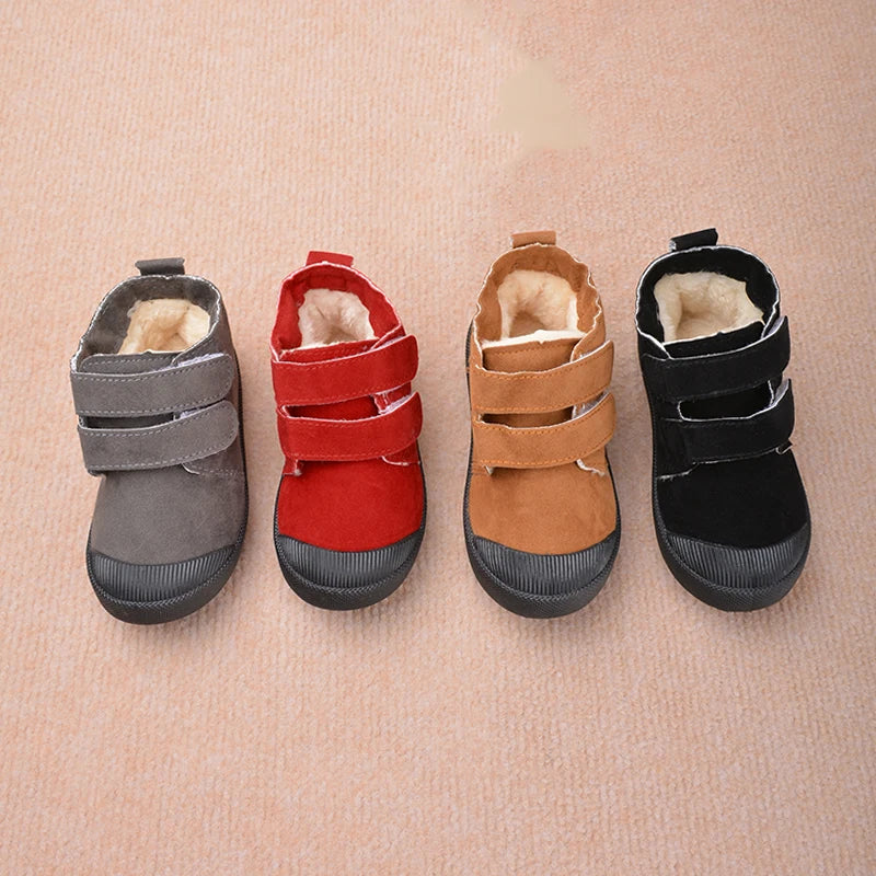 Zapatos para niños para exteriores, cálidos, cortos, botines de gamuza afelpada para invierno