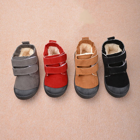 Zapatos para niños para exteriores, cálidos, cortos, botines de gamuza afelpada para invierno